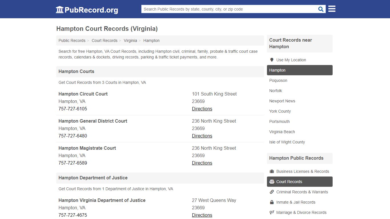 Free Hampton Court Records (Virginia Court Records)